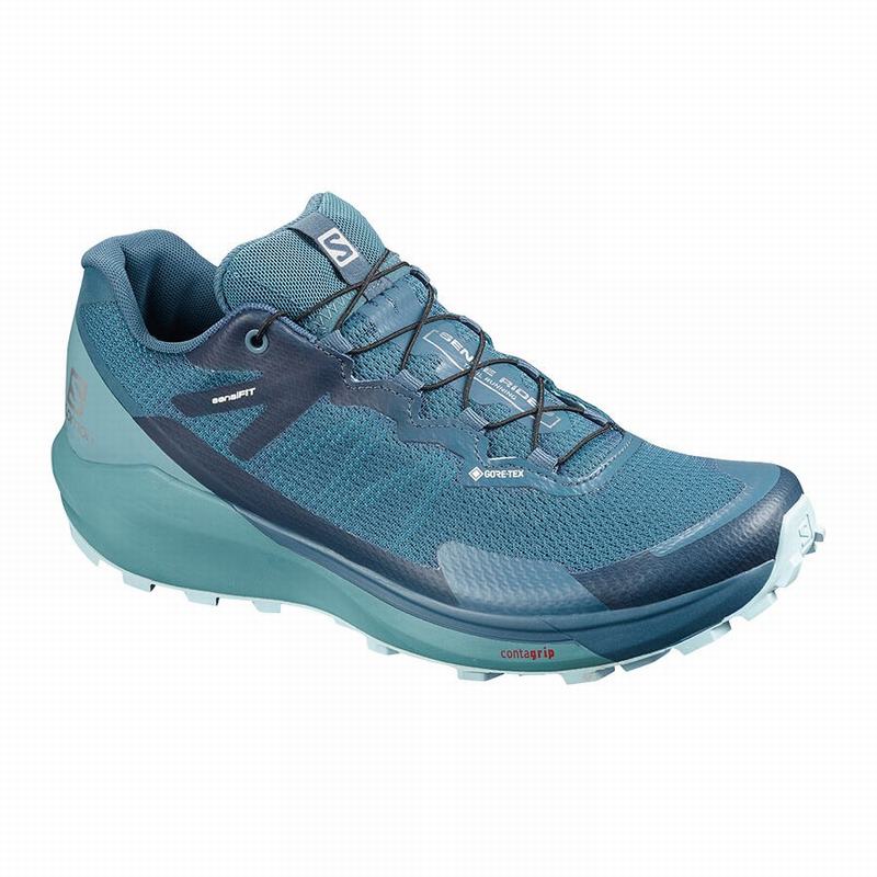 Salomon Israel SENSE RIDE 3 GTX INVIS. FIT W - Womens Running Shoes - Turquoise/Blue (PQLW-69178)